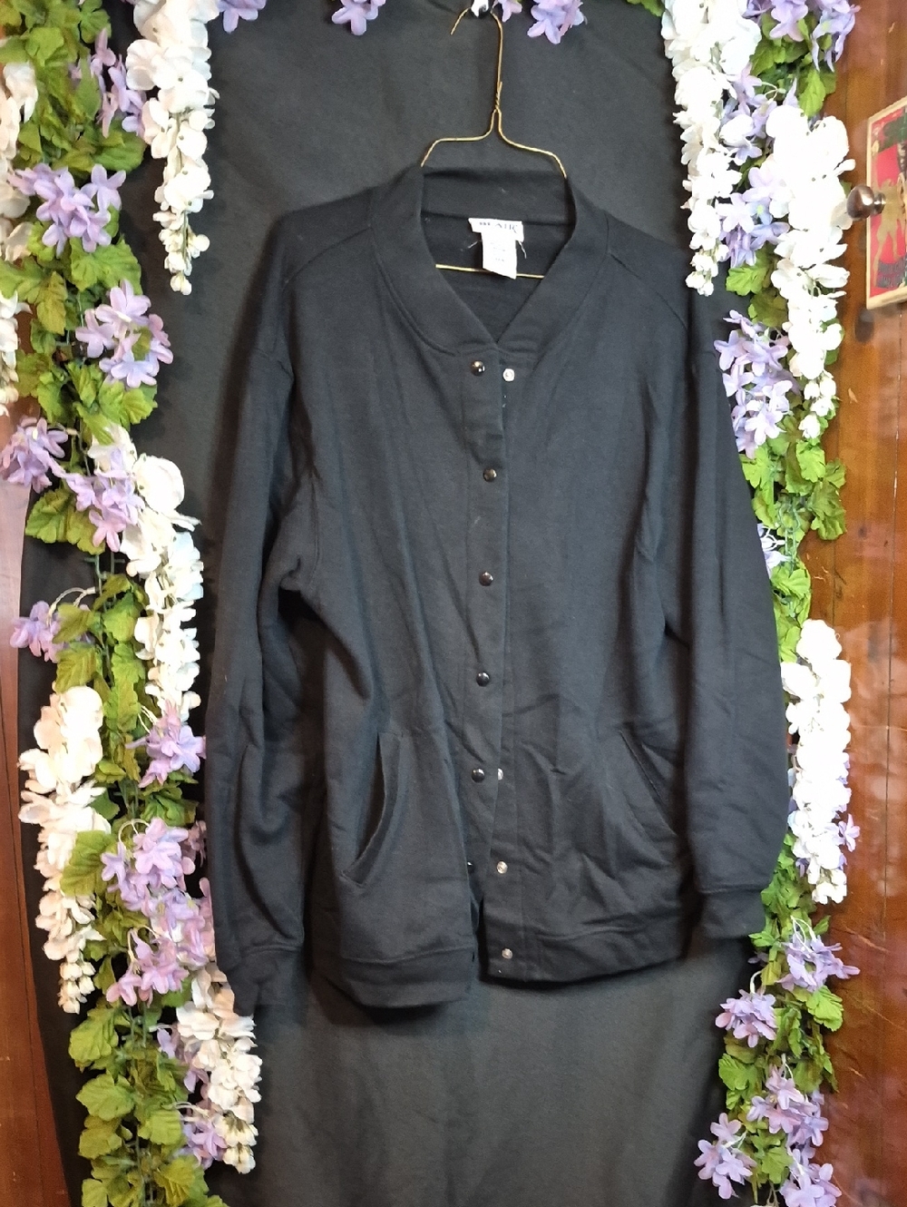 Blair Black Varsity-Style Snap Front Jacket